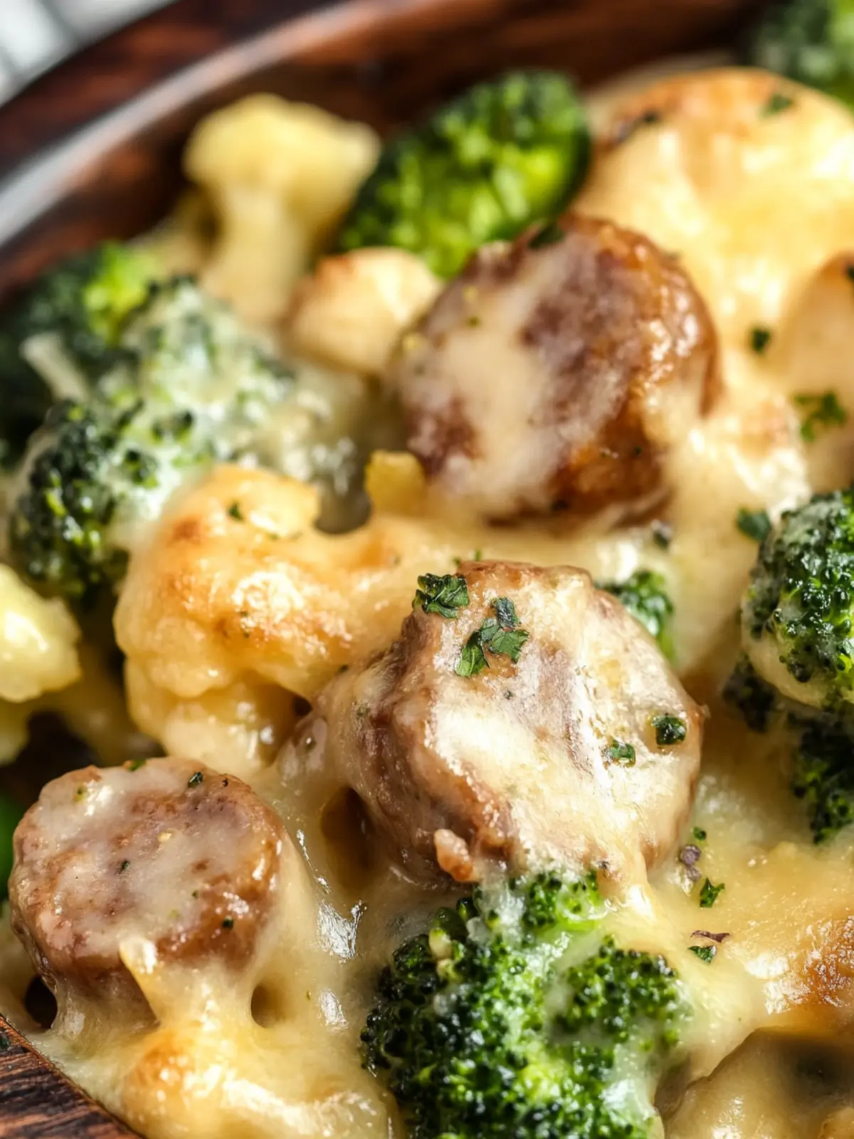 Delicious Keto Broccoli and Cauliflower Au Gratin With Sausage 3 Keto Broccoli and Cauliflower Au Gratin With Sausage