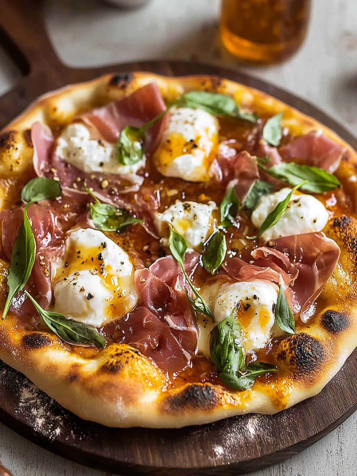 Sweet & Savory Prosciutto and Honey Burrata Pizza Delight 4 Prosciutto and Honey Burrata Pizza