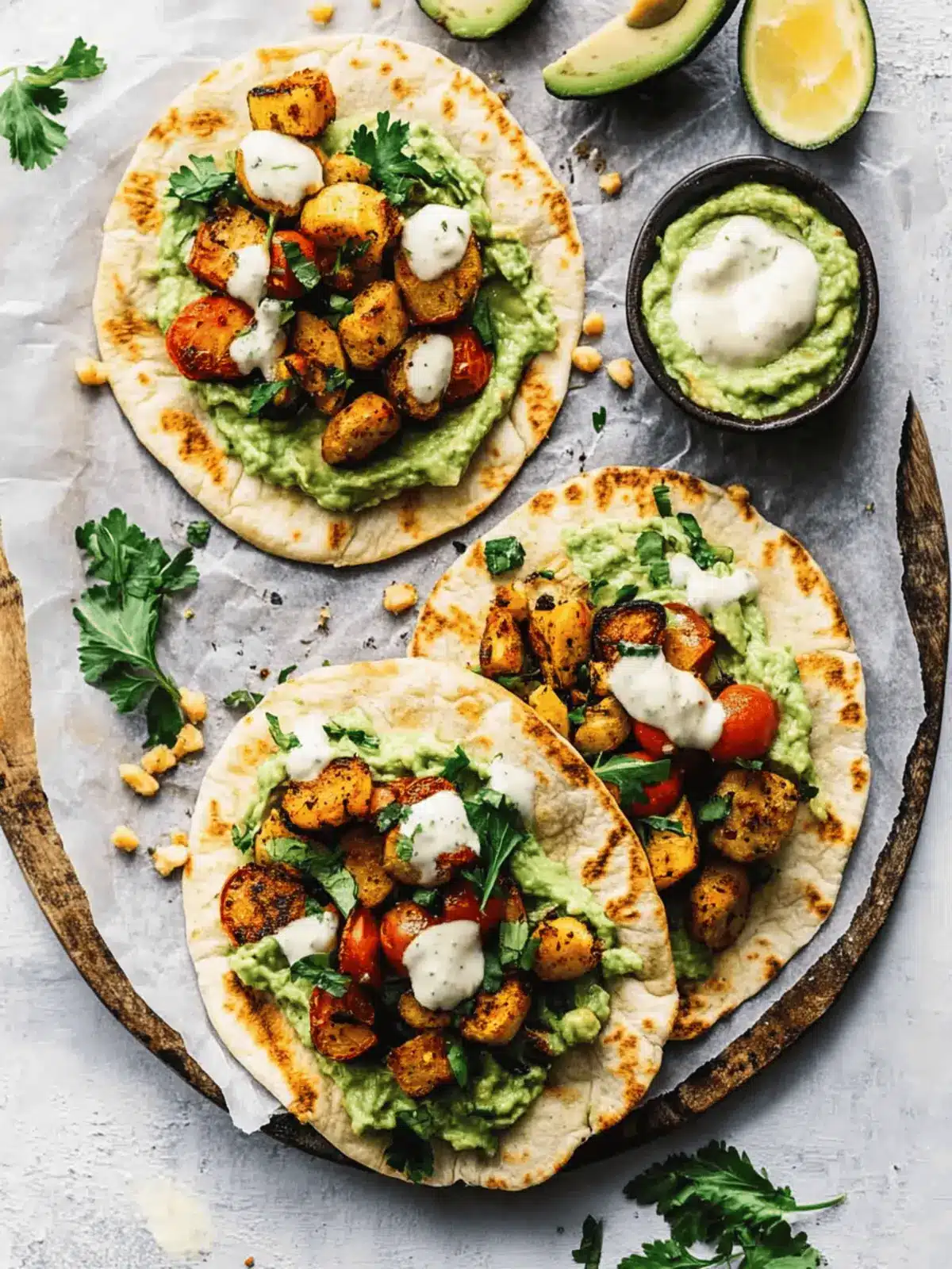 Savory Roasted Veggie Pitas with Avocado Dip in 30 Minutes 3 Roasted Veggie Pitas with Avocado Dip