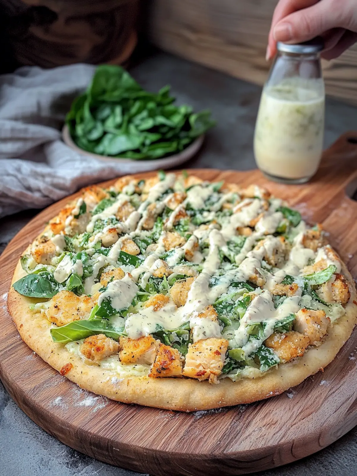 Viral Chicken Crust Caesar Salad Pizza: A Flavorful Twist 2 Viral Chicken Crust Caesar Salad Pizza