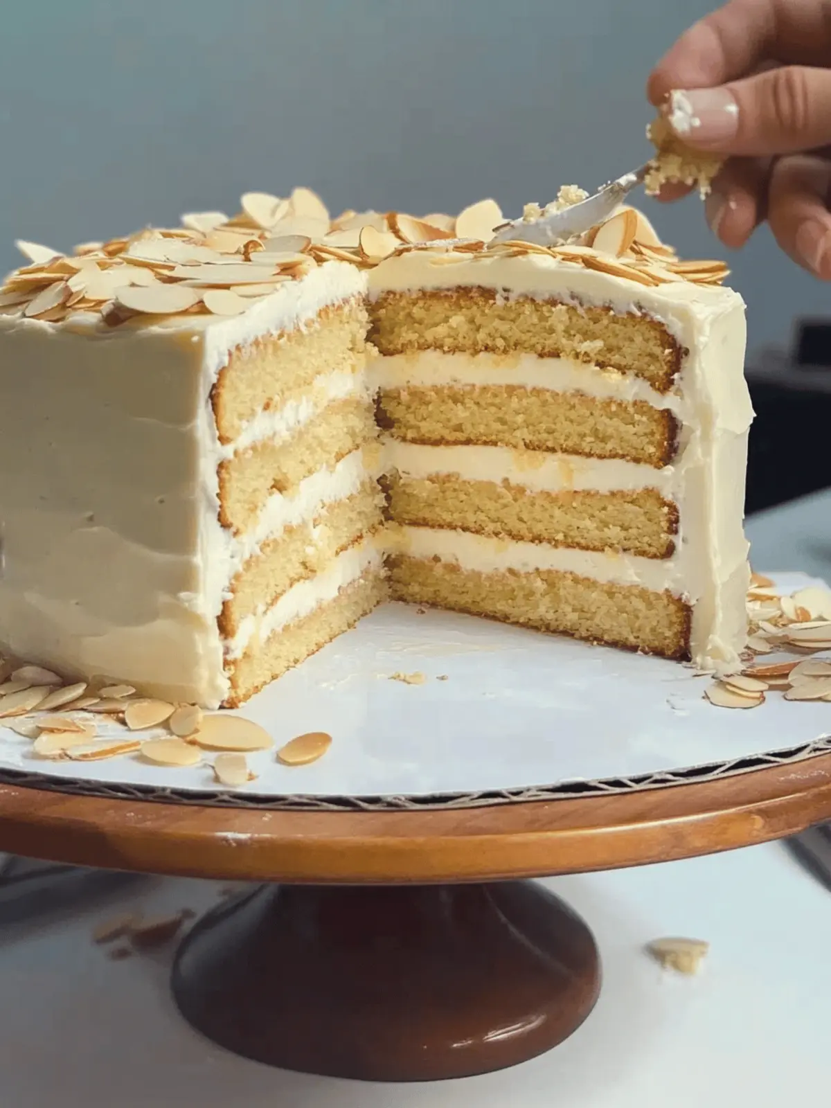 Irresistible Almond Croissant Cake with Vanilla Buttercream Delight 3 Almond Croissant Cake with Vanilla Buttercream