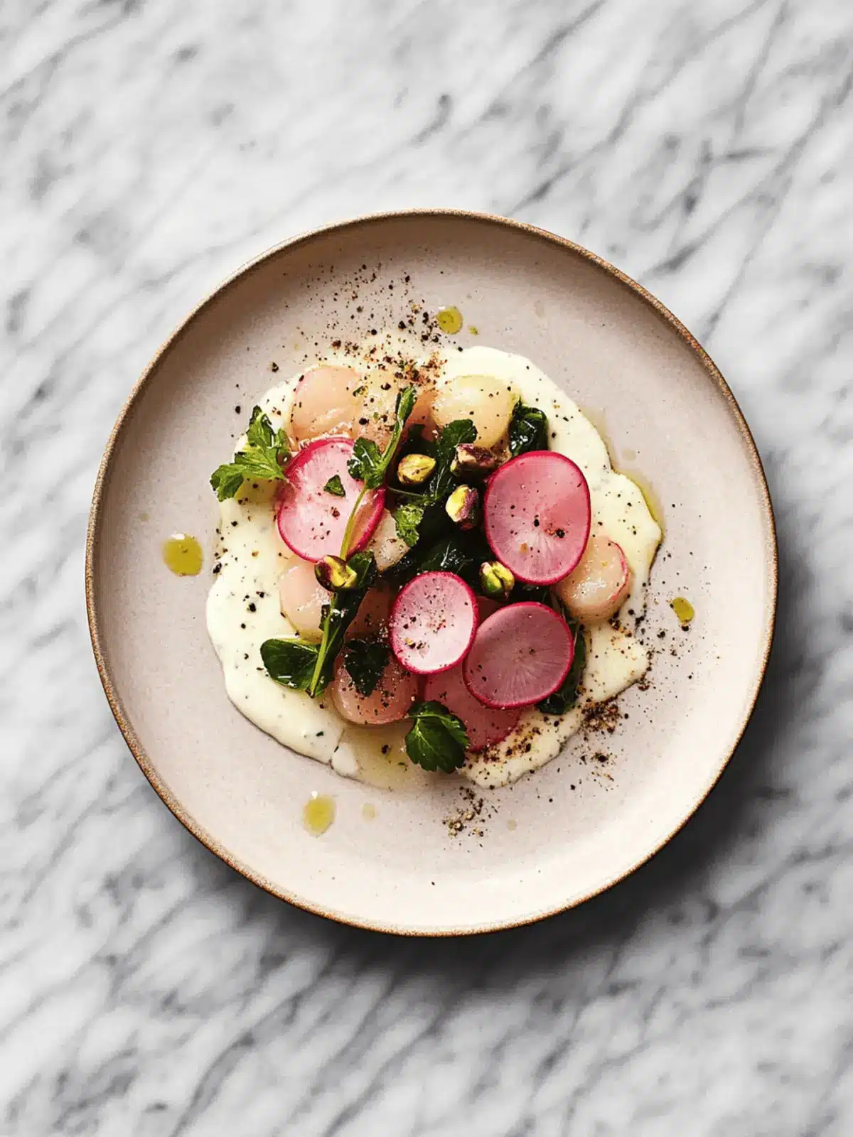 Pan-Fried Radishes with Pistachios and Creamy Miso Sauce 3 Pan-fried radishes, pistachios and yogurt-miso sauce