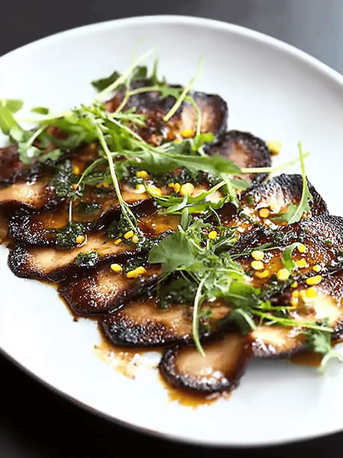 Elevate Your Dinner: Miso-Marinated Portobello Carpaccio 2 Miso-Marinated Portobello Carpaccio