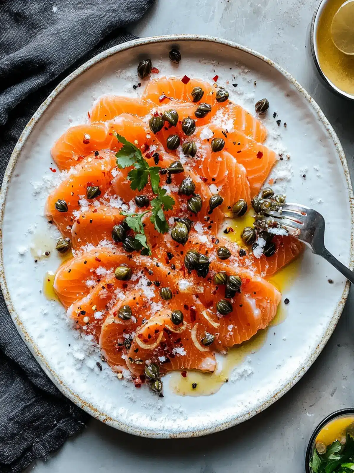 Spicy Salmon Crudo with Fried Capers: A Fresh Delight! 4 Spicy Salmon Crudo with Fried Capers