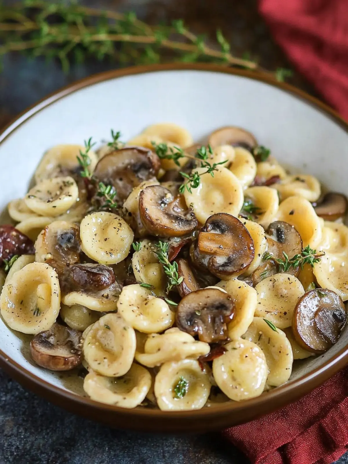 Delicious Orecchiette with Mushroom Thyme Sauce for Cozy Nights 2 Orecchiette with Mushroom Thyme Sauce