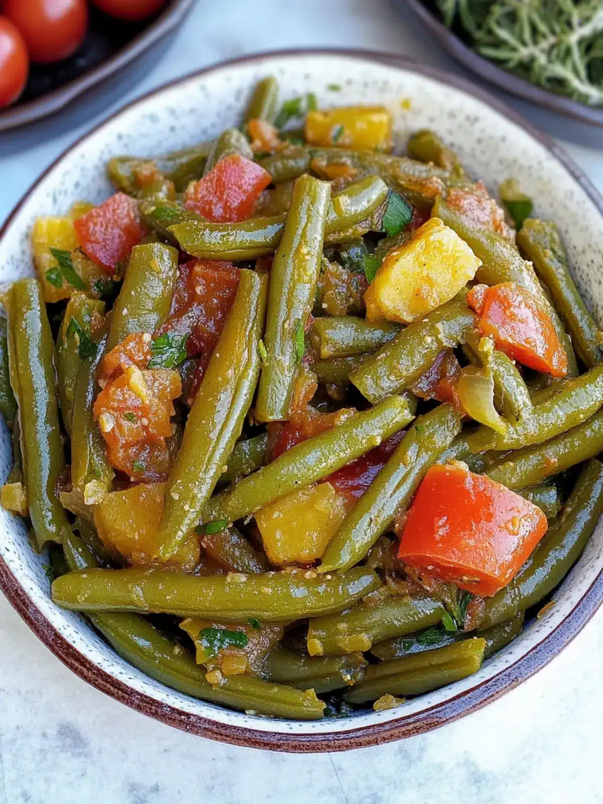Savory Authentic Greek Green Beans - Fasolakia Lathera Delight 4 Authentic Greek Green Beans-Fasolakia Lathera