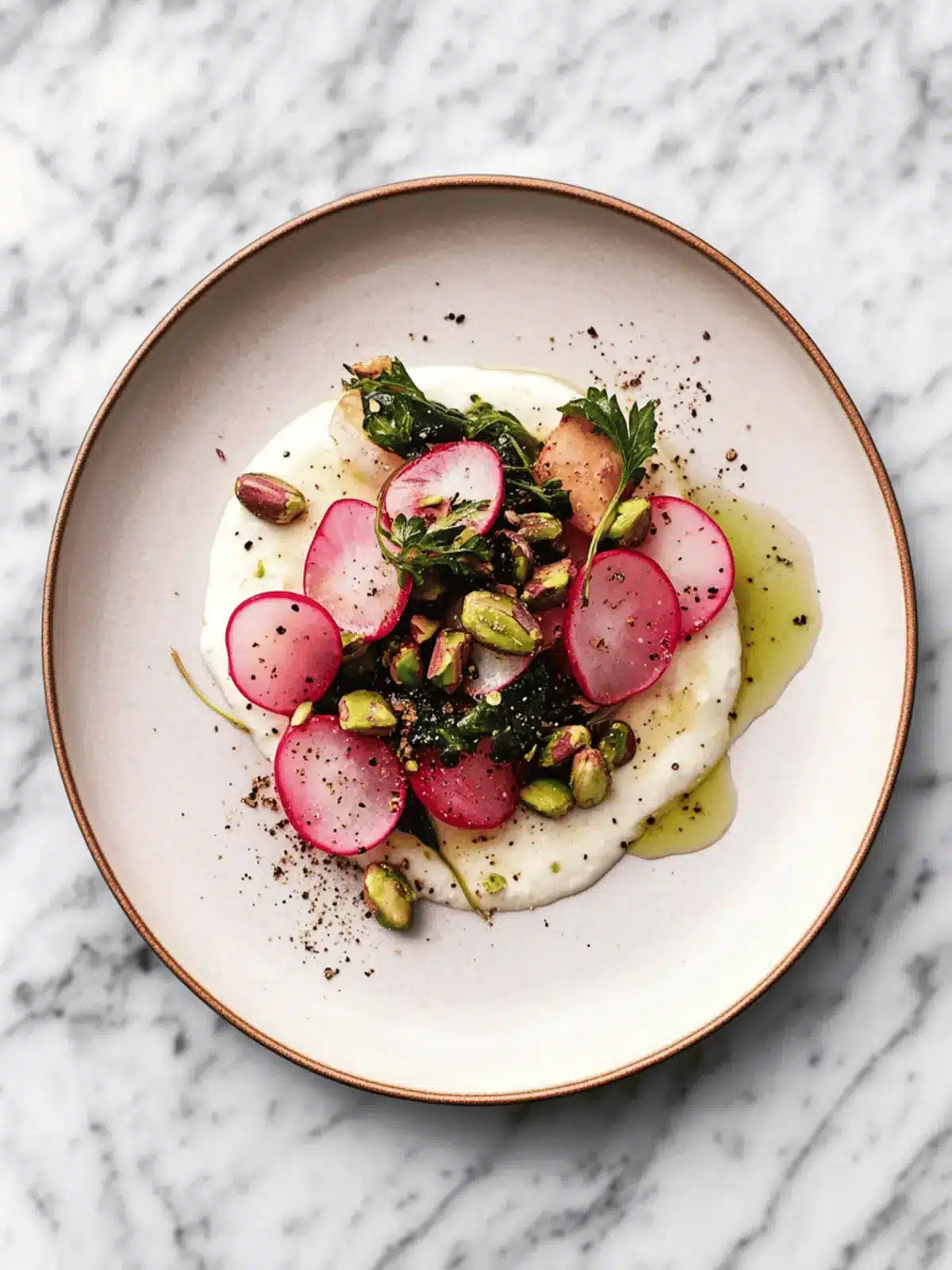 Pan-Fried Radishes with Pistachios and Creamy Miso Sauce 4 Pan-fried radishes, pistachios and yogurt-miso sauce