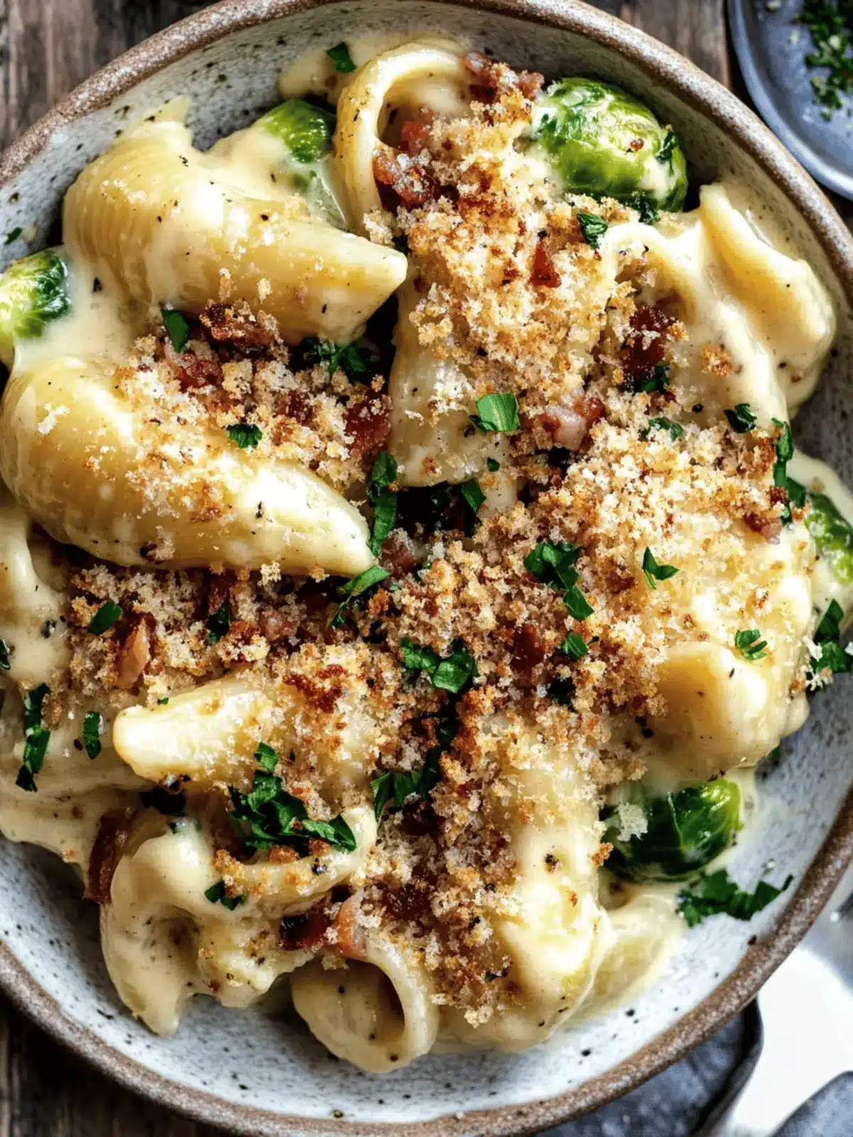 Creamy Mac and Cheese with Brussels Sprouts & Bacon Crunch 4 Mac and Cheese with Brussels Sprouts & Bacon Breadcrumbs
