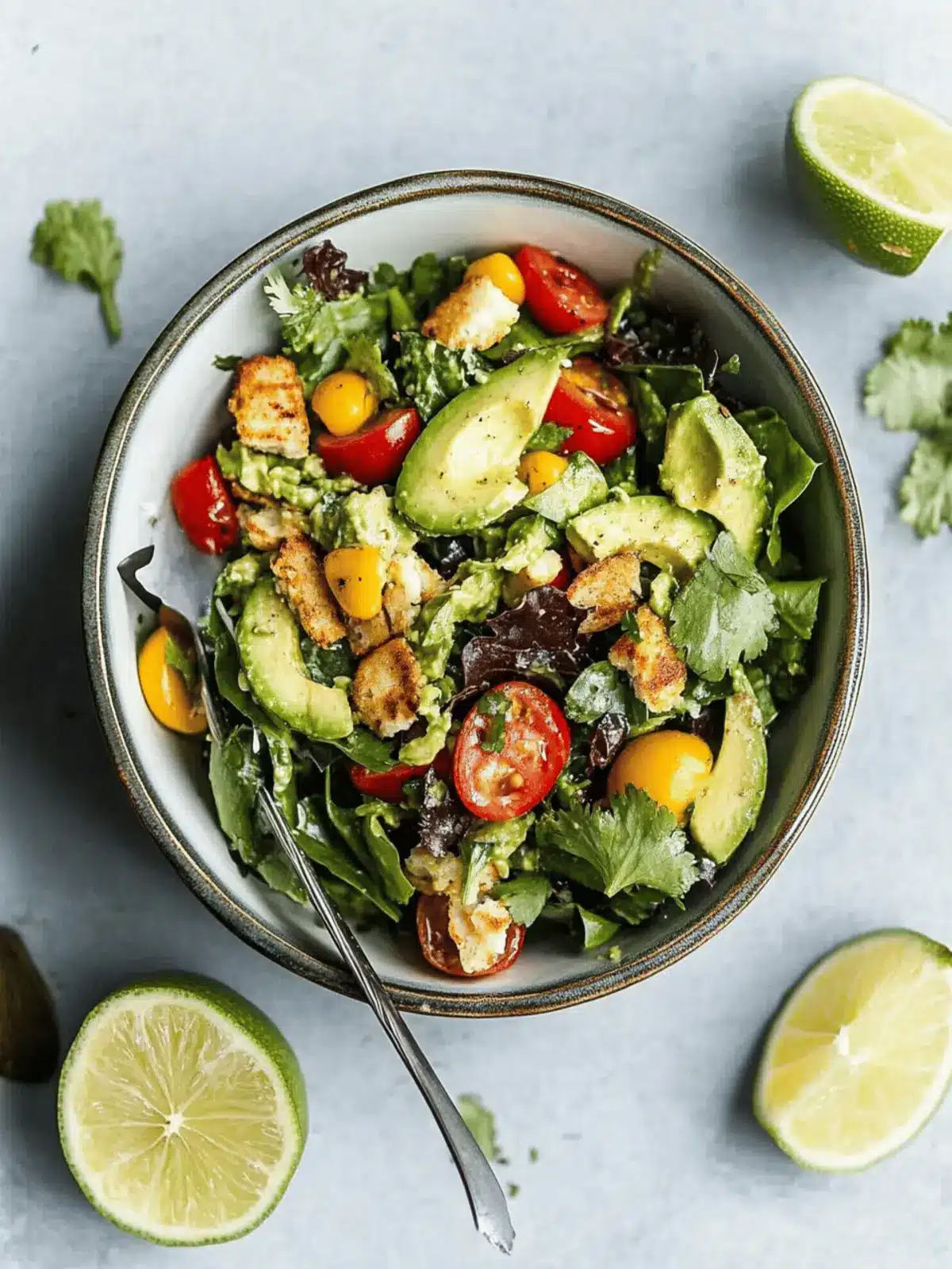Zesty Guacamole Greens Salad with Cilantro Lime Vinaigrette 2 Guacamole Greens Salad with Cilantro Lime Jalape±o Vinaigrette