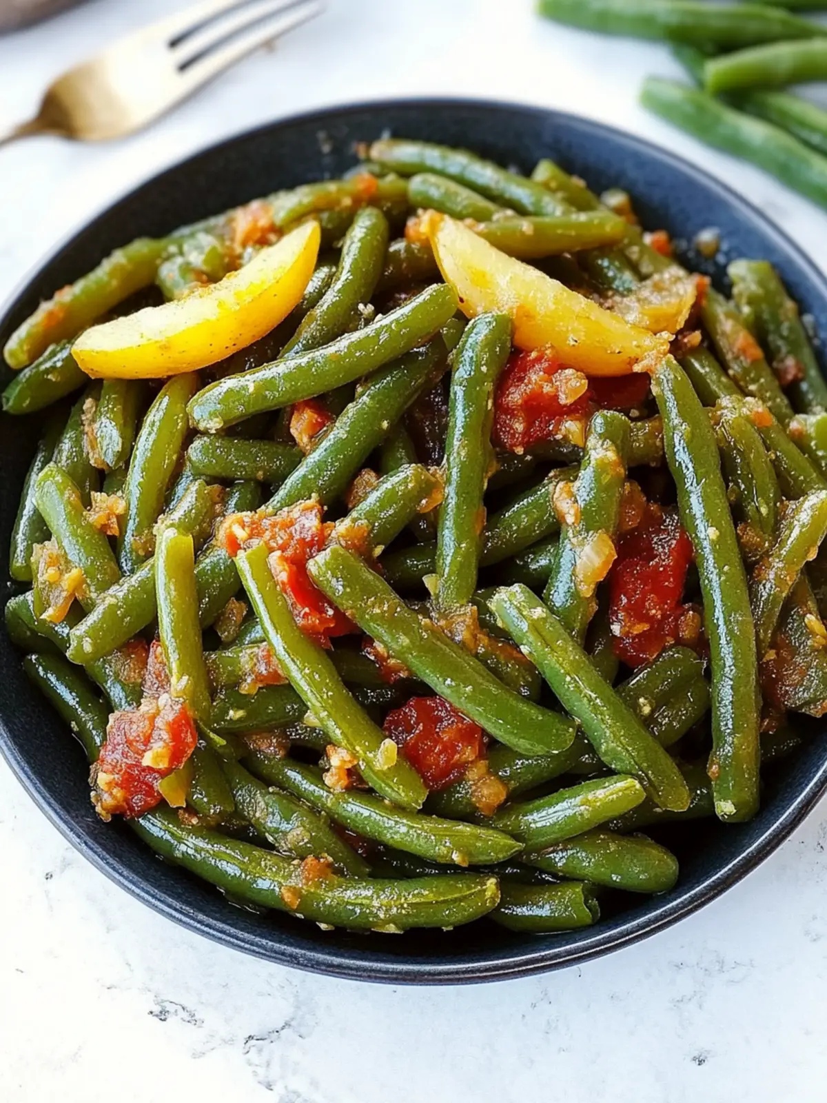 Savory Authentic Greek Green Beans - Fasolakia Lathera Delight 3 Authentic Greek Green Beans-Fasolakia Lathera