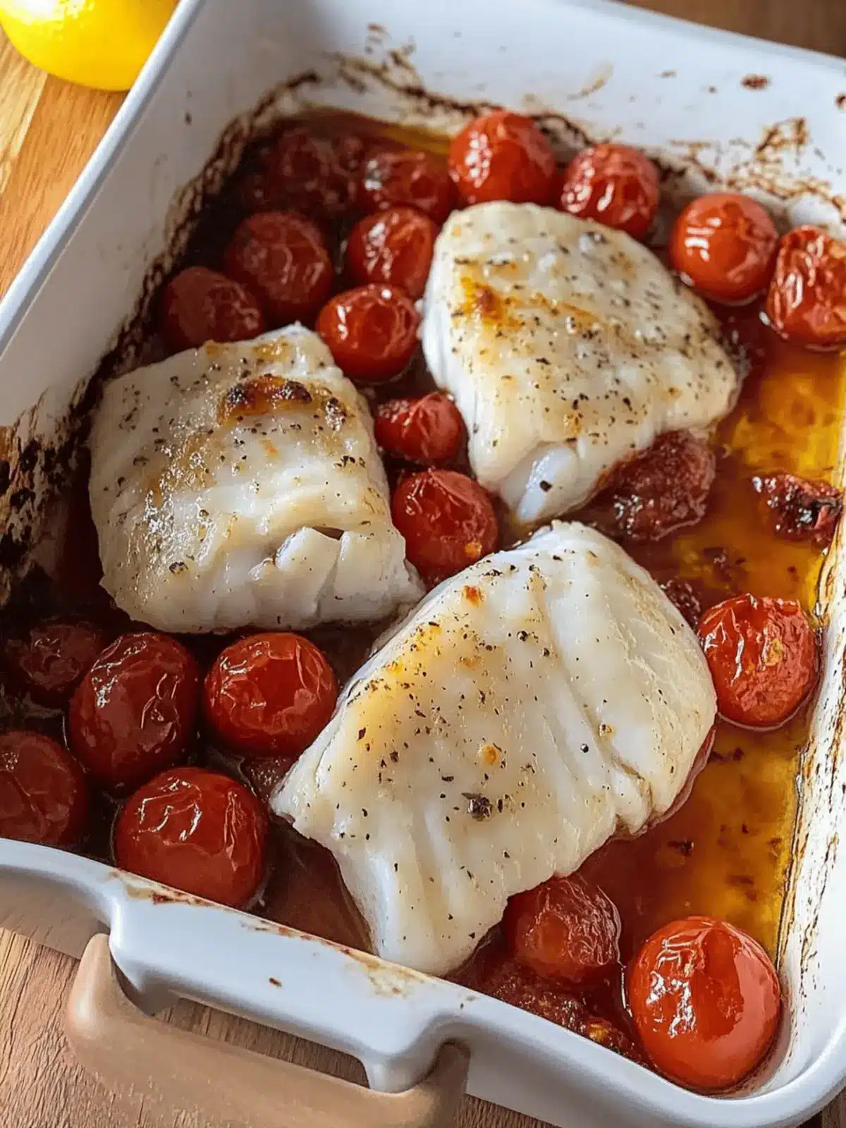 Easy Baked Cod with Jammy Cherry Tomatoes for a Cozy Night In 2 Easy baked cod with jammy cherry tomatoes