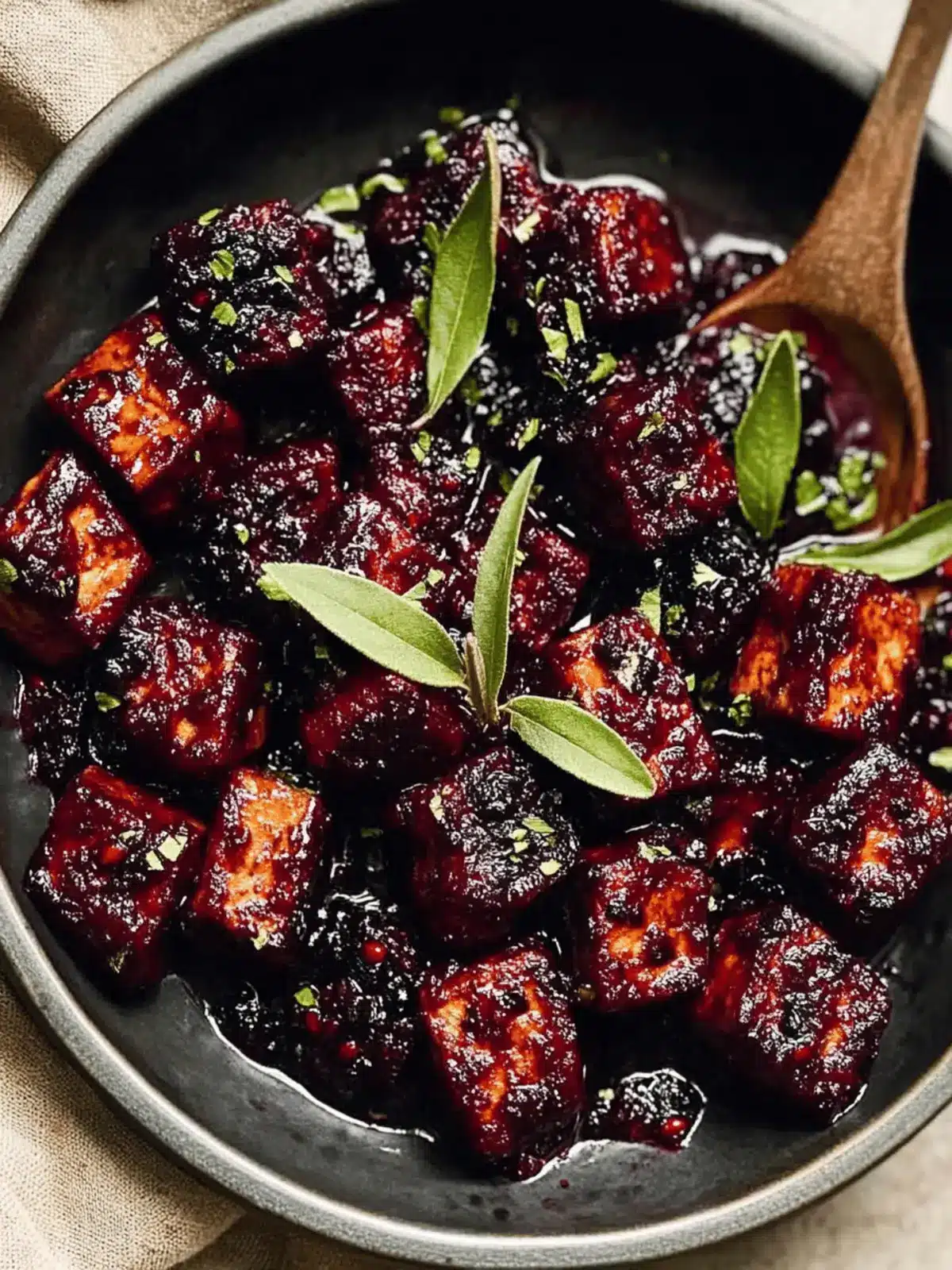 Crispy Blackberry Glazed Tofu with Black Pepper & Chili Bliss 4 Blackberry Glazed Tofu with Black Pepper & Chili