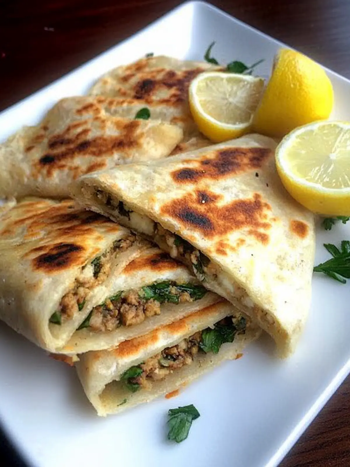 Savor Homemade Turkish Gozleme: Spinach & Feta or Lamb! 4 Turkish Gozleme