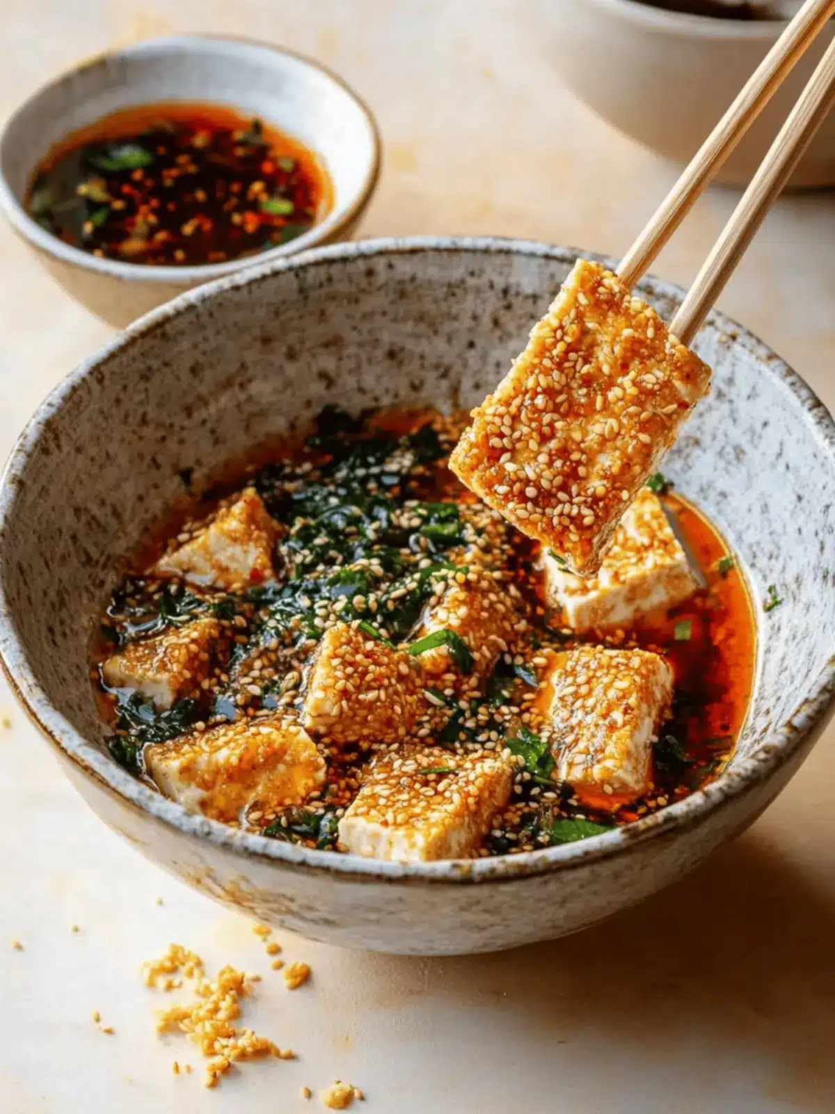 Crispy Sesame-Crusted Tofu with Spicy Dipping Sauce Delight 3 Sesame-Crusted Tofu with Spicy Dipping Sauce