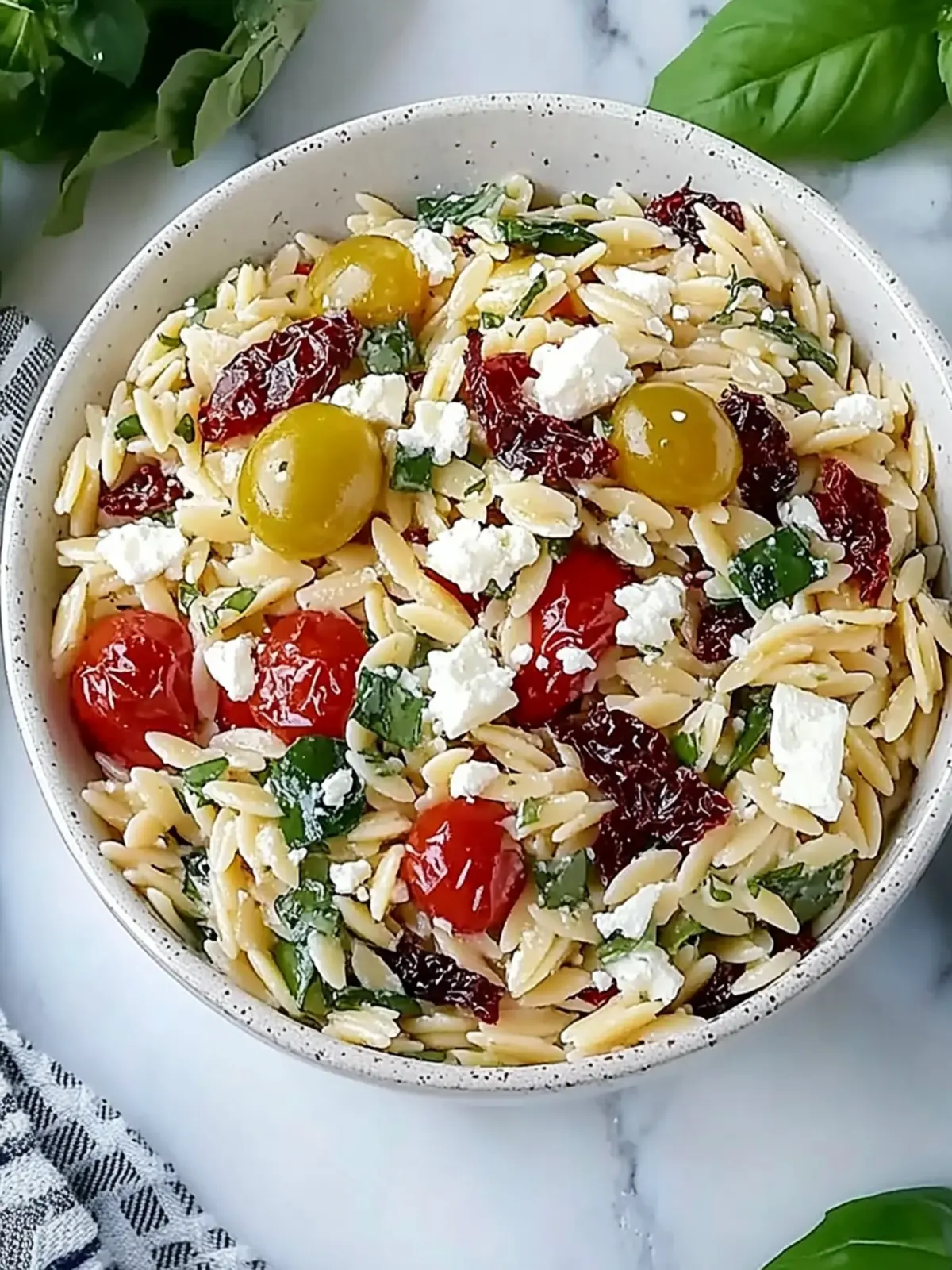 Delicious Orzo Pasta Salad with Feta and Sun Dried Tomatoes 2 Orzo Pasta Salad with Feta and Sun Dried Tomatoes