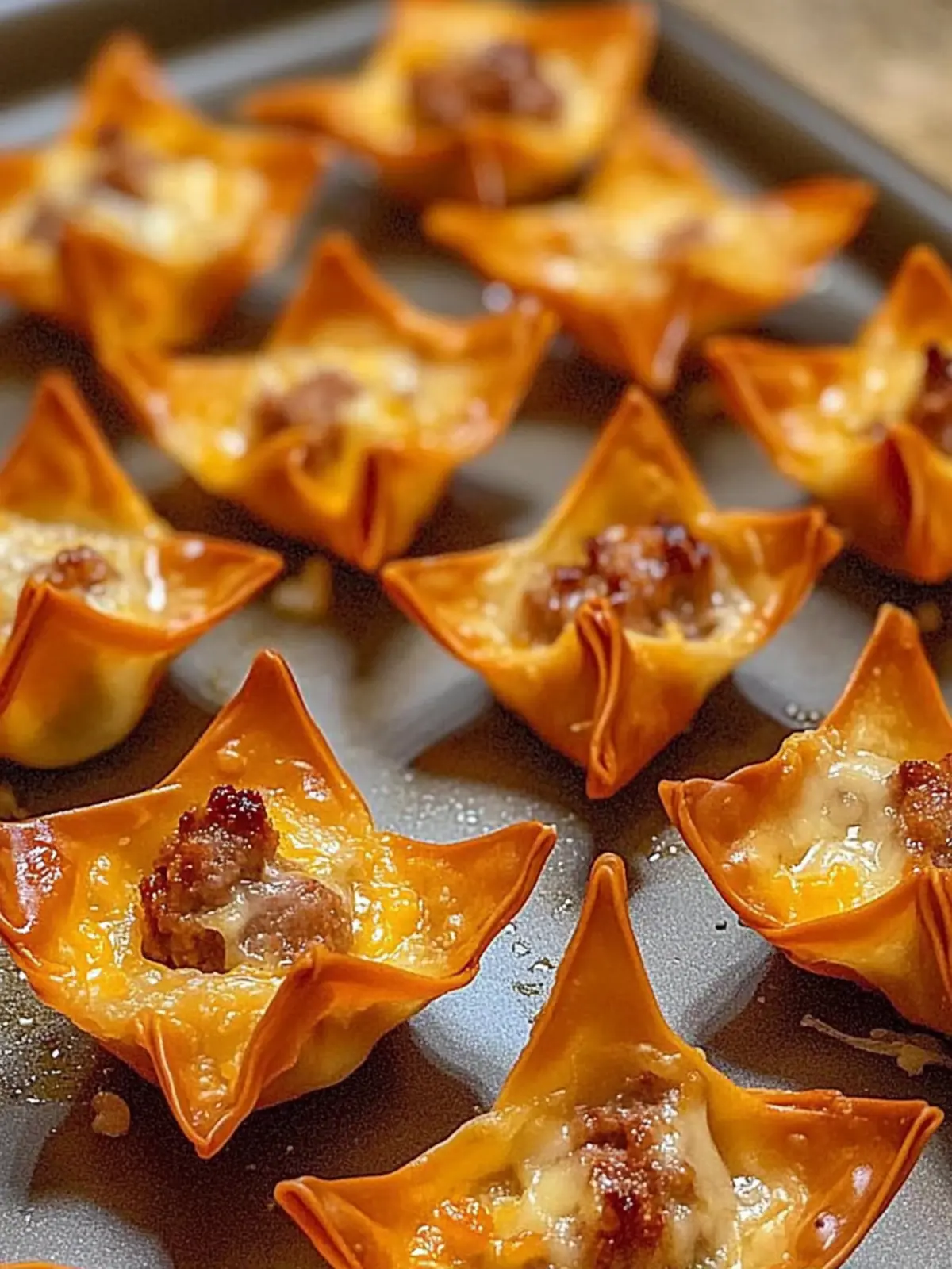 Baked Sausage and Cheese Mini Wontons: Irresistibly Crunchy Treats 3 Baked Sausage and Cheese Mini Wontons