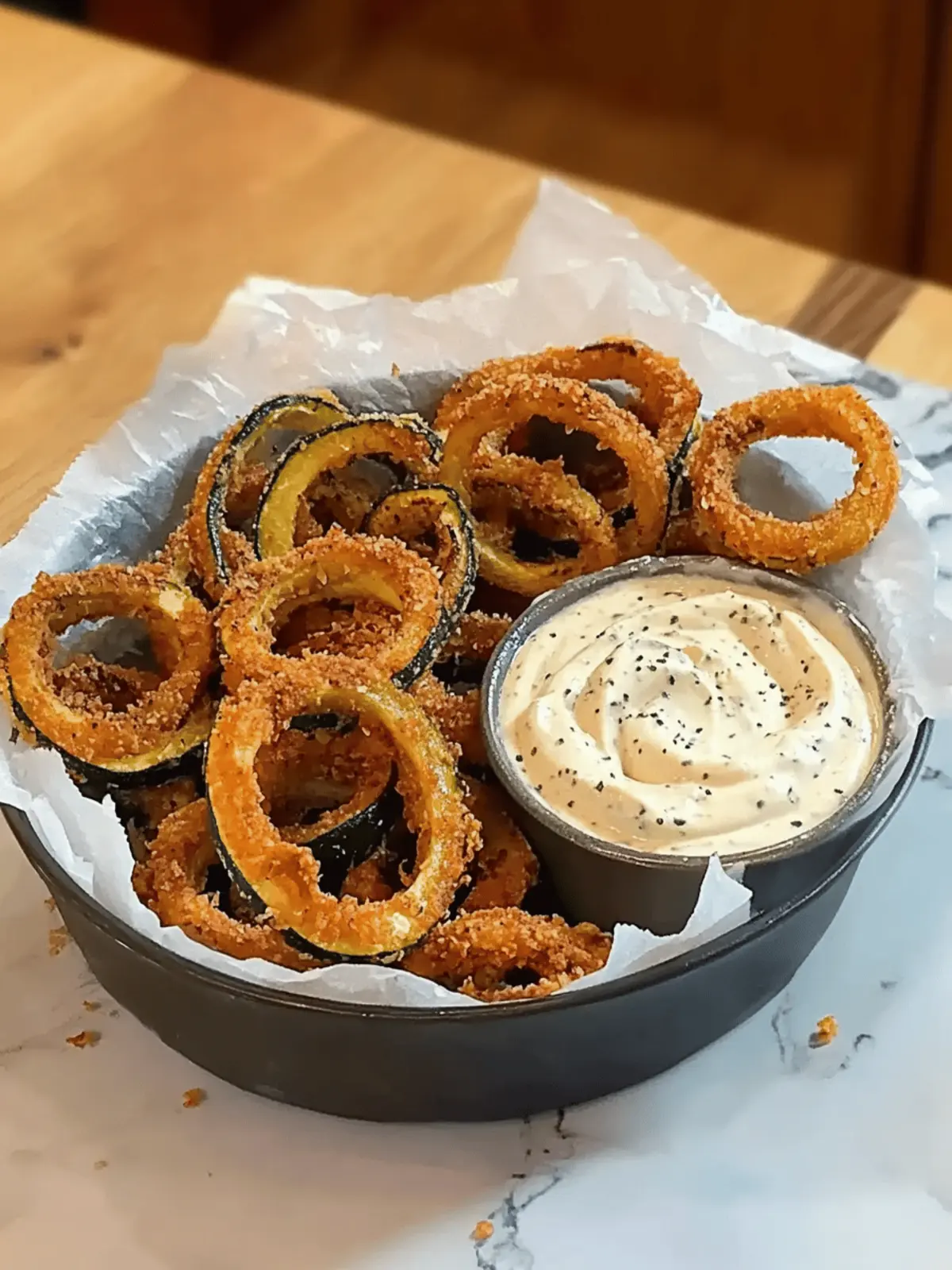 Crispy Zucchini Rings with Creamy Dip: Zero-Waste Delight 4 Crispy Zucchini Rings with Creamy Zucchini Dip