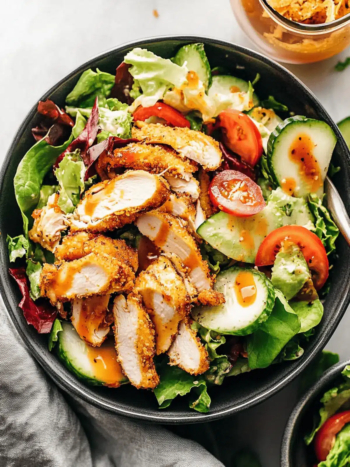Crispy Chicken Salad with Sriracha Honey BBQ Dressing Delight 2 Crispy Chicken Salad with Sriracha Honey BBQ Dressing