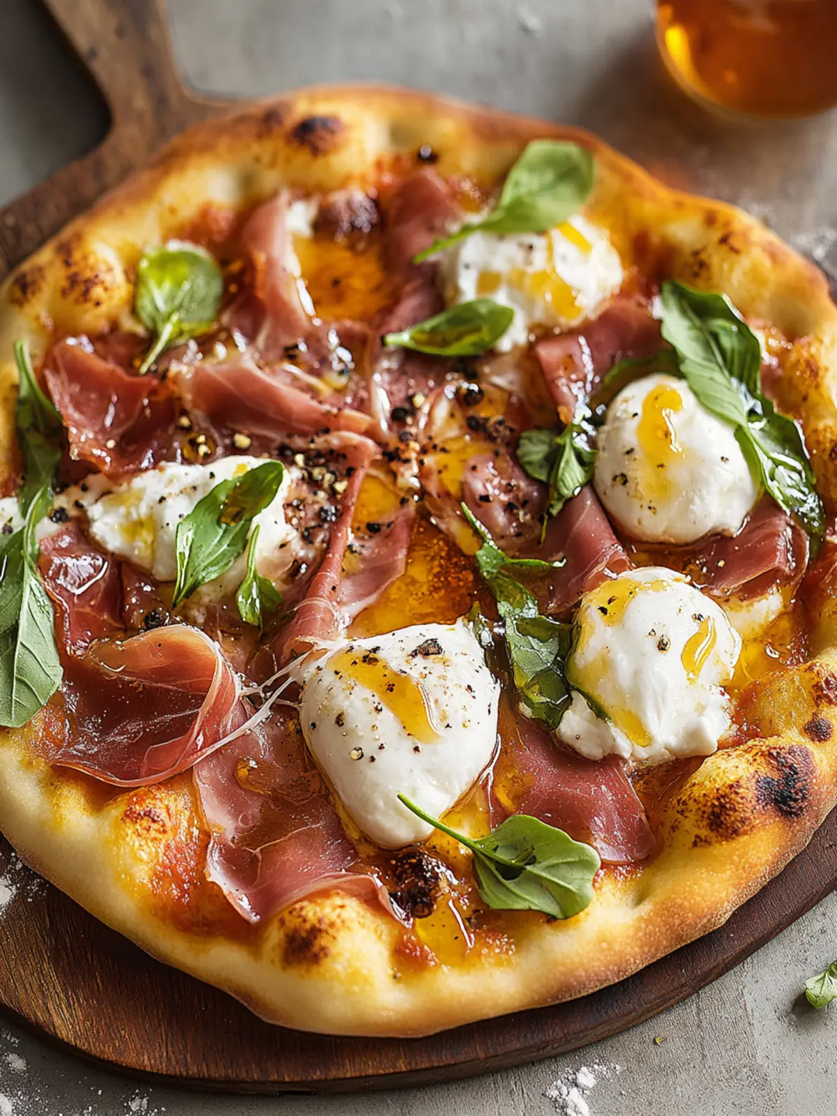 Sweet & Savory Prosciutto and Honey Burrata Pizza Delight 2 Prosciutto and Honey Burrata Pizza
