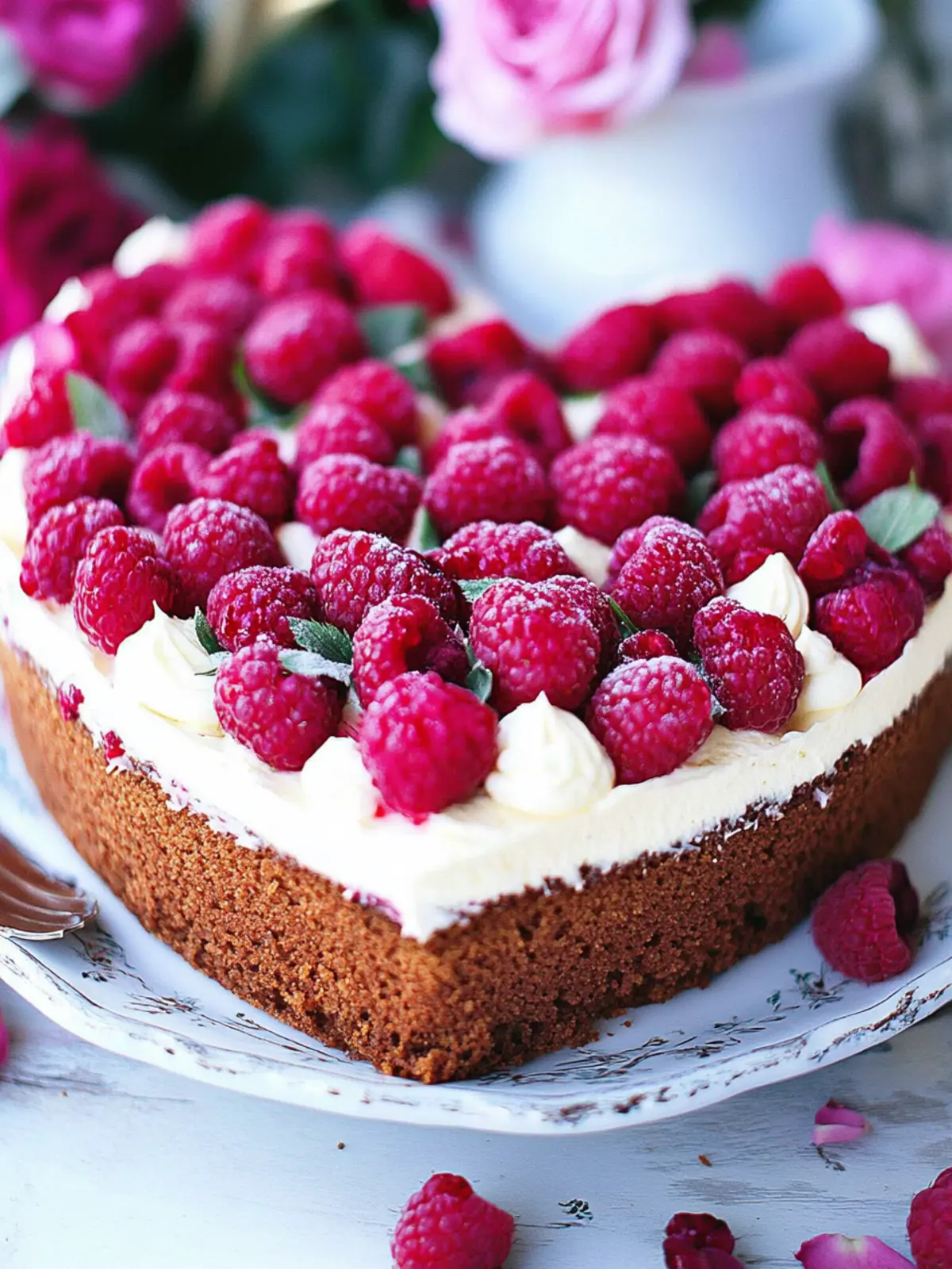 Delightful Raspberry Rose Heart Cake - Your Gluten-Free Celebration Treat 4 Raspberry Rose Heart Cake