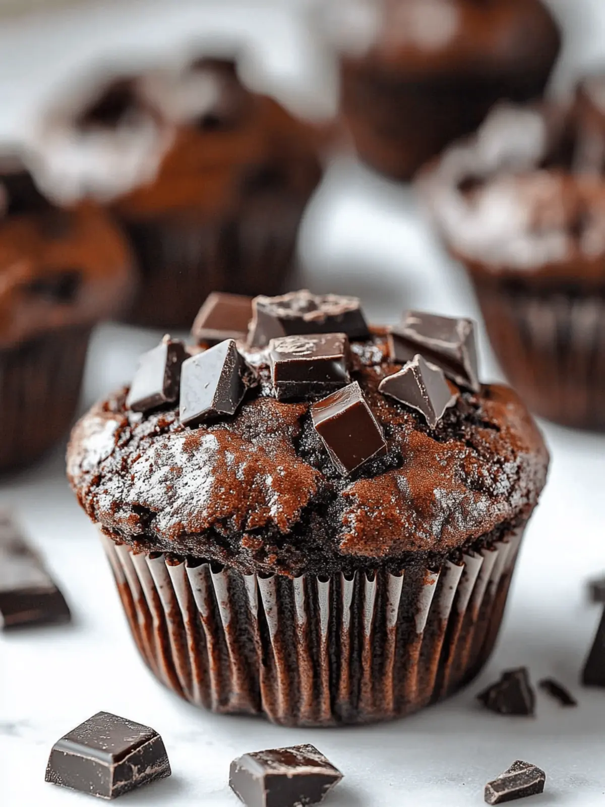 Irresistible Fluffy Double Chocolate Chunk Muffins Recipe 4 Fluffy Double Chocolate Chunk Muffins