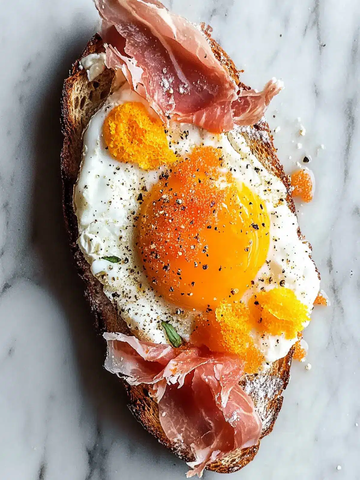 Indulgent Fried Egg Yolk, Burrata and Prosciutto Toast Magic 4 Fried Egg Yolk, Burrata and Prosciutto Toast