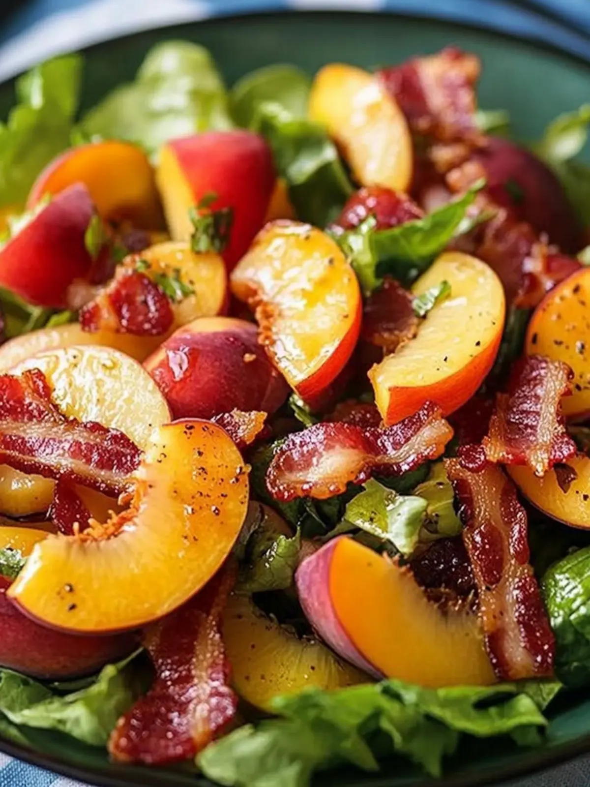 Zesty Honey Lemon Vinaigrette on Peach Bacon Salad Bliss 3 Honey Lemon Vinaigrette on Peach Bacon Salad