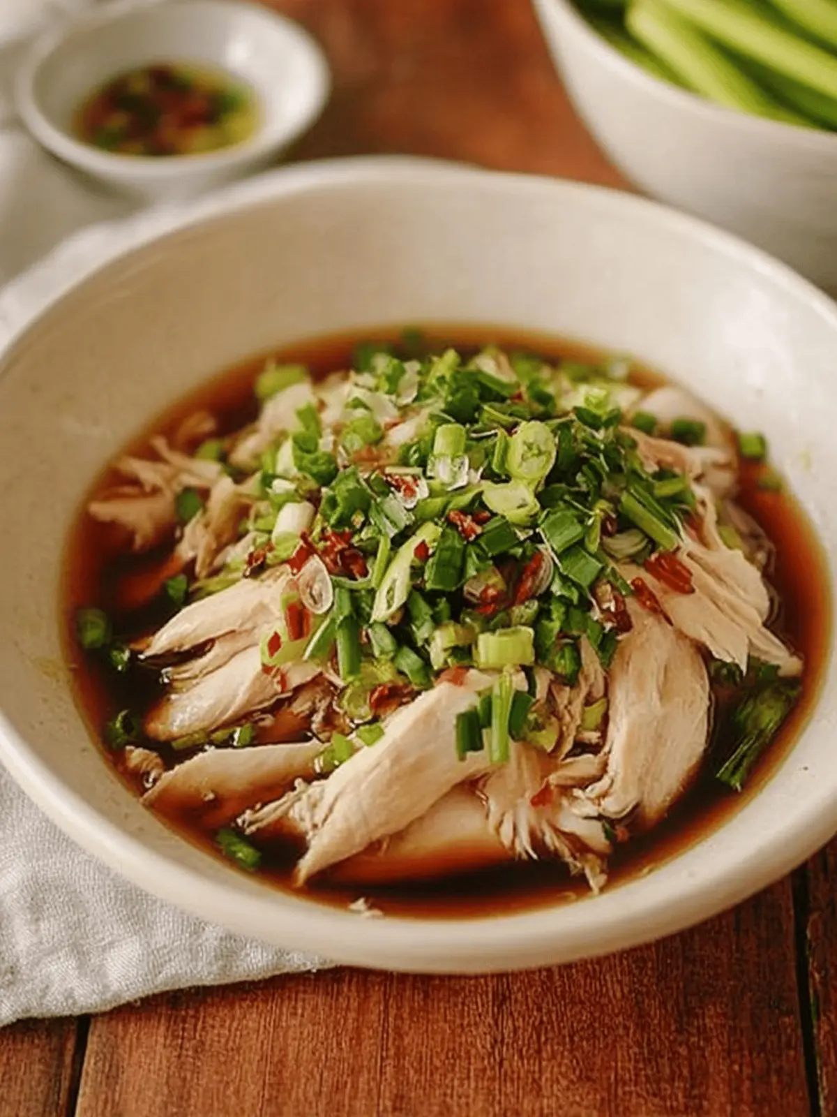 Savory Poached Chicken with Ginger Scallion Sauce Recipe 3 Poached Chicken with Ginger Scallion Sauce