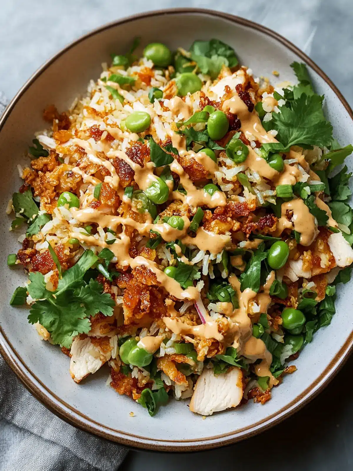 Savor Chicken Crispy Rice Salad with Creamy Peanut Dressing 3 Chicken Crispy Rice Salad with Peanut Dressing