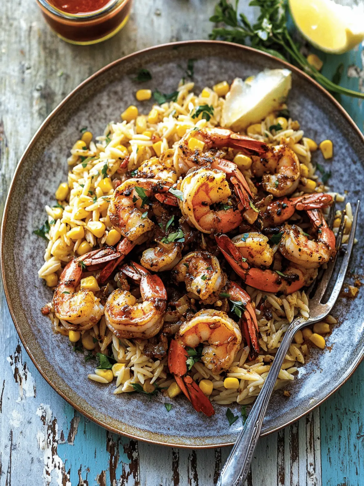 Cajun Pepper Shrimp with Creamed Corn Orzo in 30 Minutes 2 Cajun Pepper Shrimp with Creamed Corn Orzo