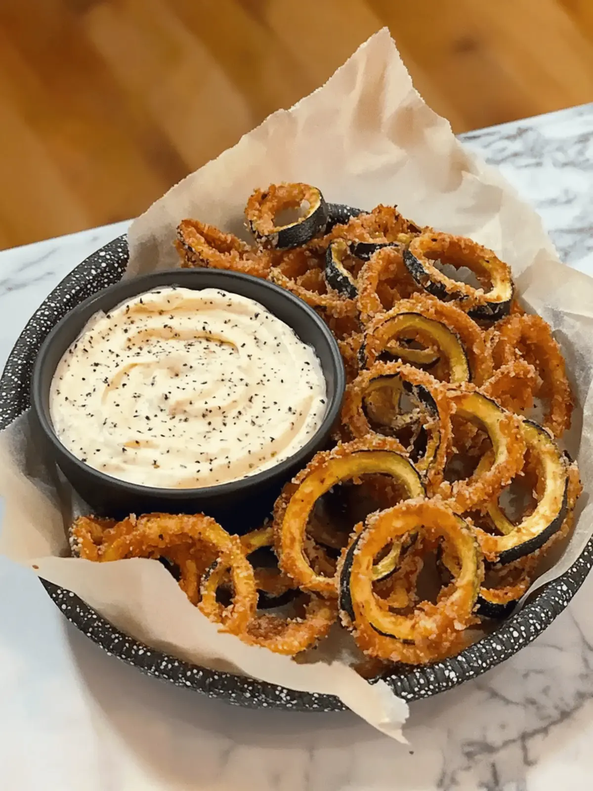 Crispy Zucchini Rings with Creamy Dip: Zero-Waste Delight 3 Crispy Zucchini Rings with Creamy Zucchini Dip