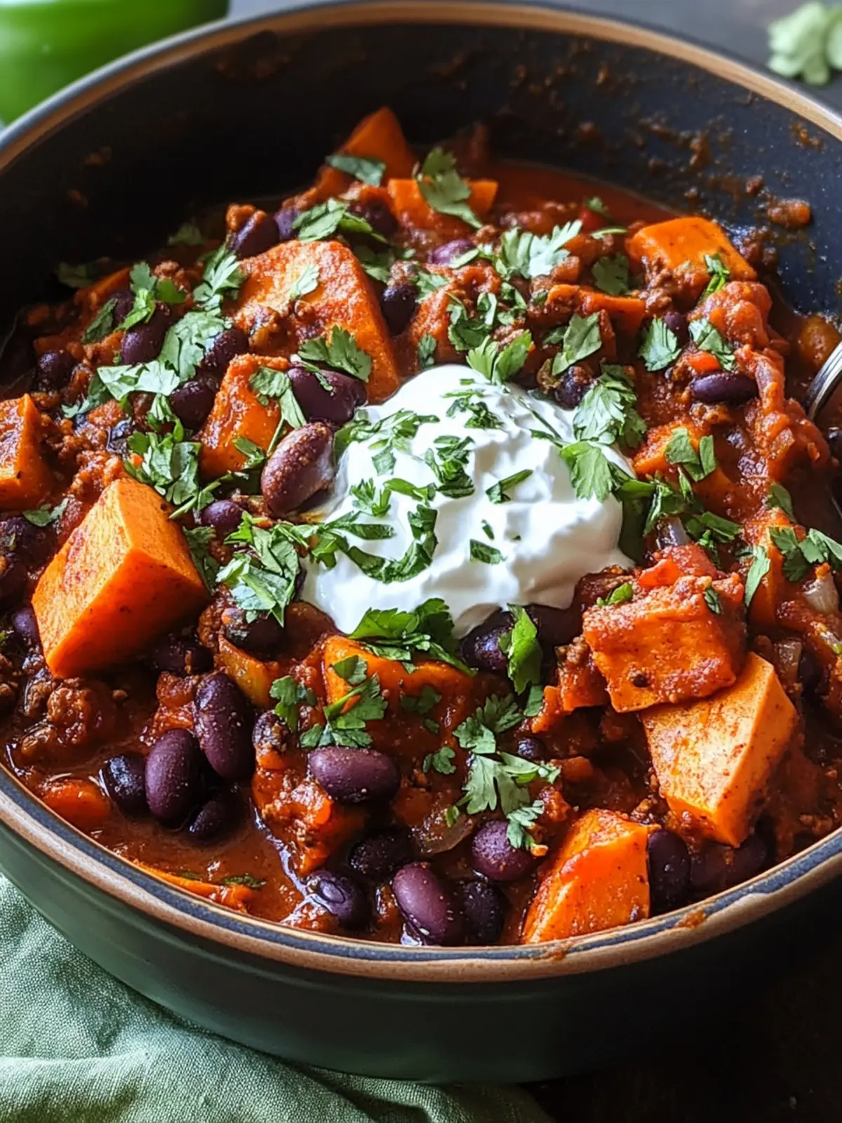Smoky Sweet Potato and Black Bean Chili with Herby Yogurt Bliss 4 Smoky Sweet Potato and Black Bean Chili with Herby Yogurt