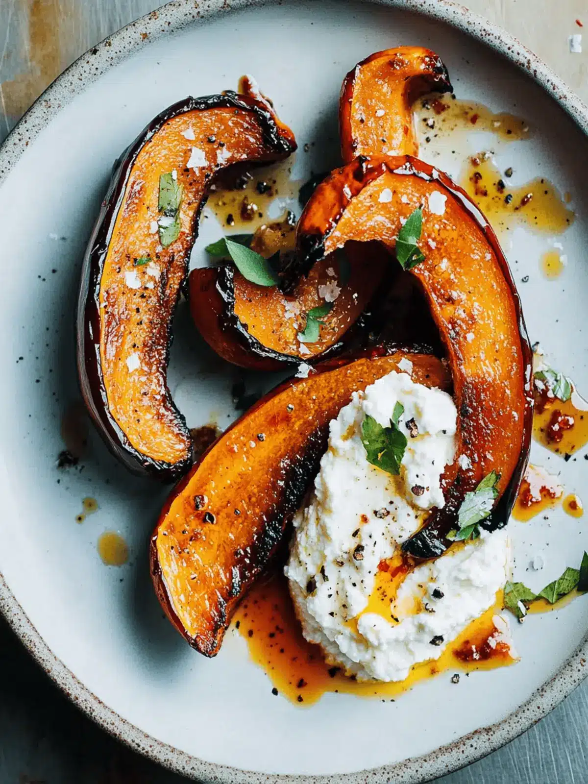 Maple-Roasted Kabocha Squash Wedges with Ricotta & Chile Oil Bliss 2 Maple-Roasted Kabocha Squash Wedges with Ricotta and Chile Oil