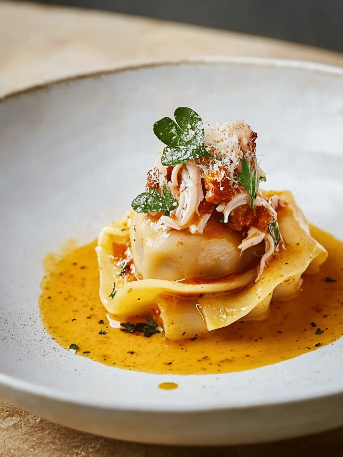 Indulgent Squid and 'Nduja Agnolotti with Chorizo Broth 2 Squid and 'nduja agnolotti with chorizo and cider broth