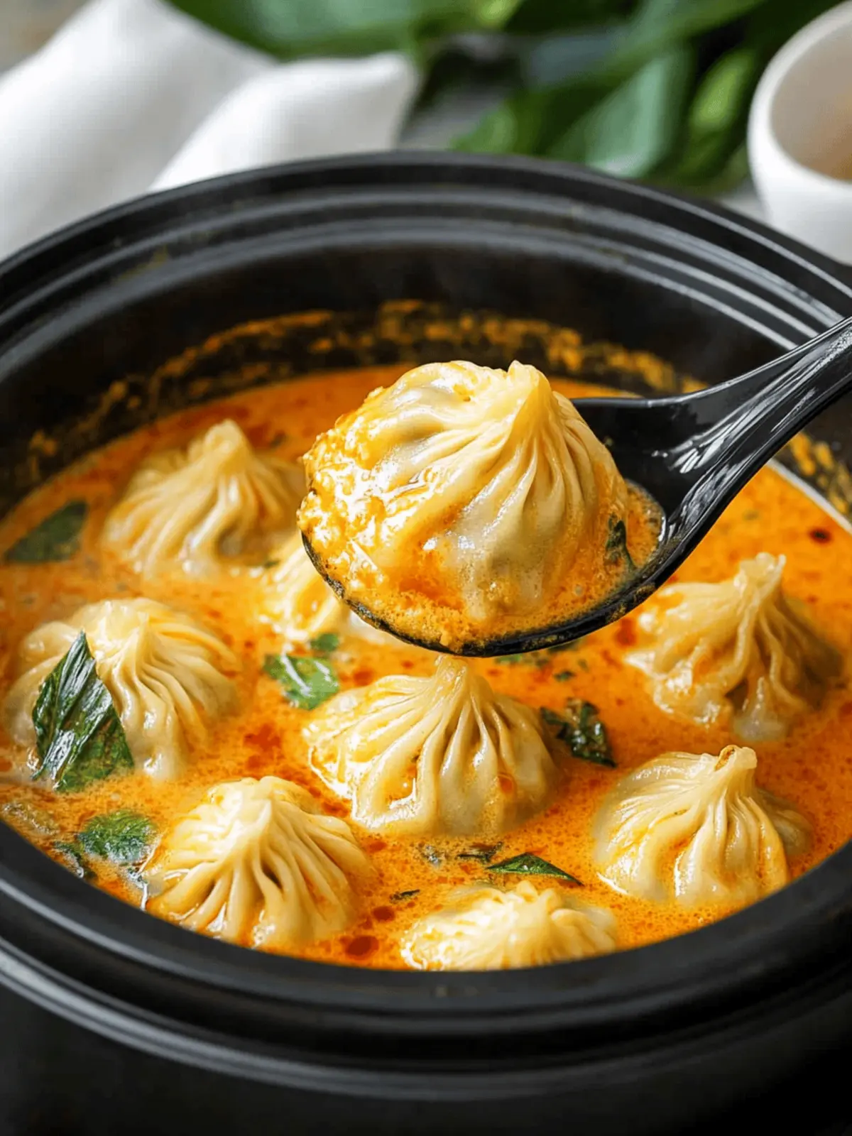 Soup Dumplings in Thai Red Curry Sauce for Speedy Comfort 2 Soup Dumplings in Thai Red Curry Sauce