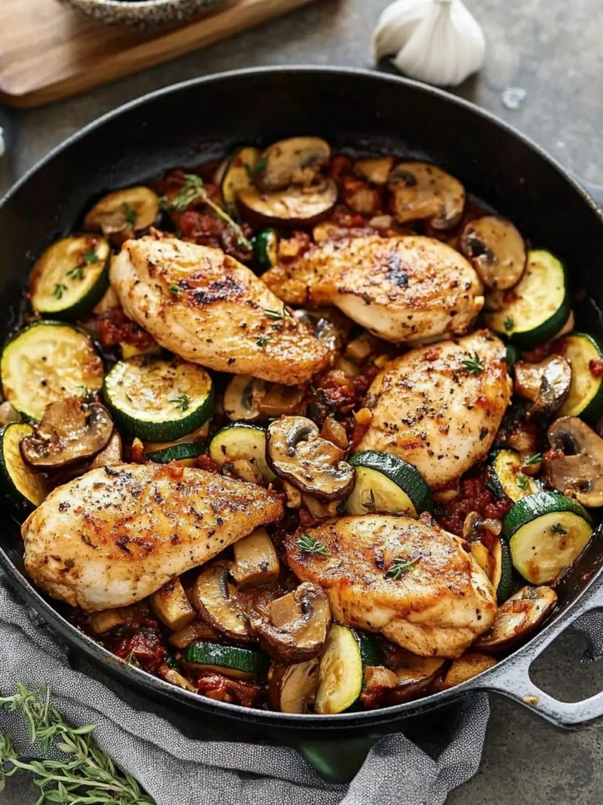 One-Skillet Italian Chicken with Zucchini and Mushrooms Delight 2 One-Skillet Italian Chicken with Zucchini and Mushrooms