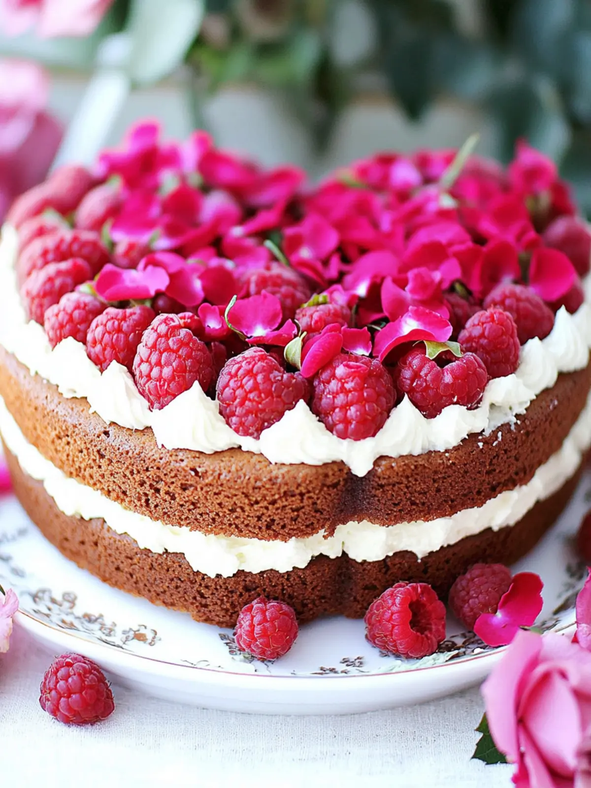 Delightful Raspberry Rose Heart Cake - Your Gluten-Free Celebration Treat 2 Raspberry Rose Heart Cake