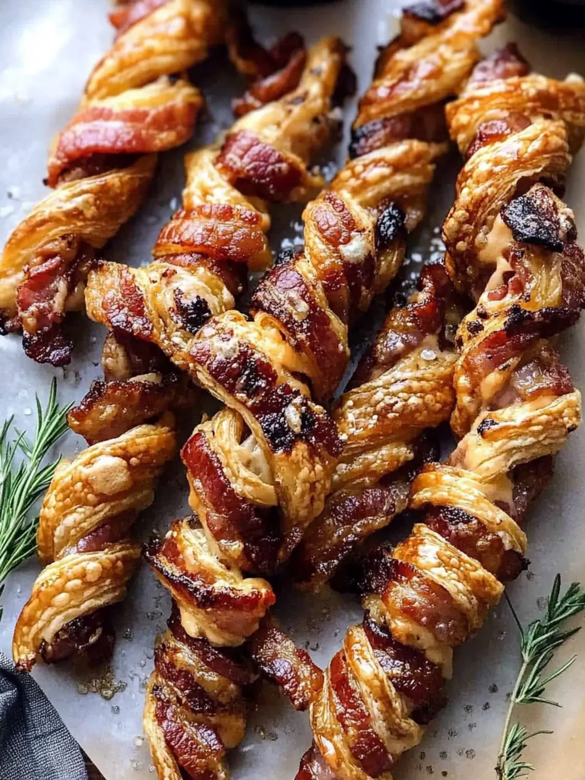 Sweet and Savory Cheesy Bacon Wrapped Puff Pastry Twists Delight 4 Sweet and Savory Cheesy Bacon Wrapped Puff Pastry Twists.