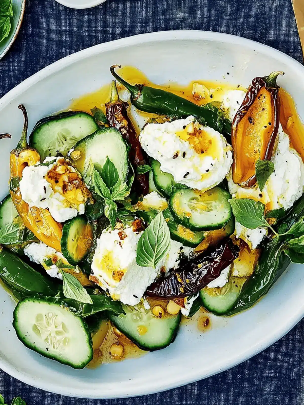 Charred Peppers with Lemon Ricotta and Cucumbers Delight 3 Charred Peppers With Lemon Ricotta and Cucumbers