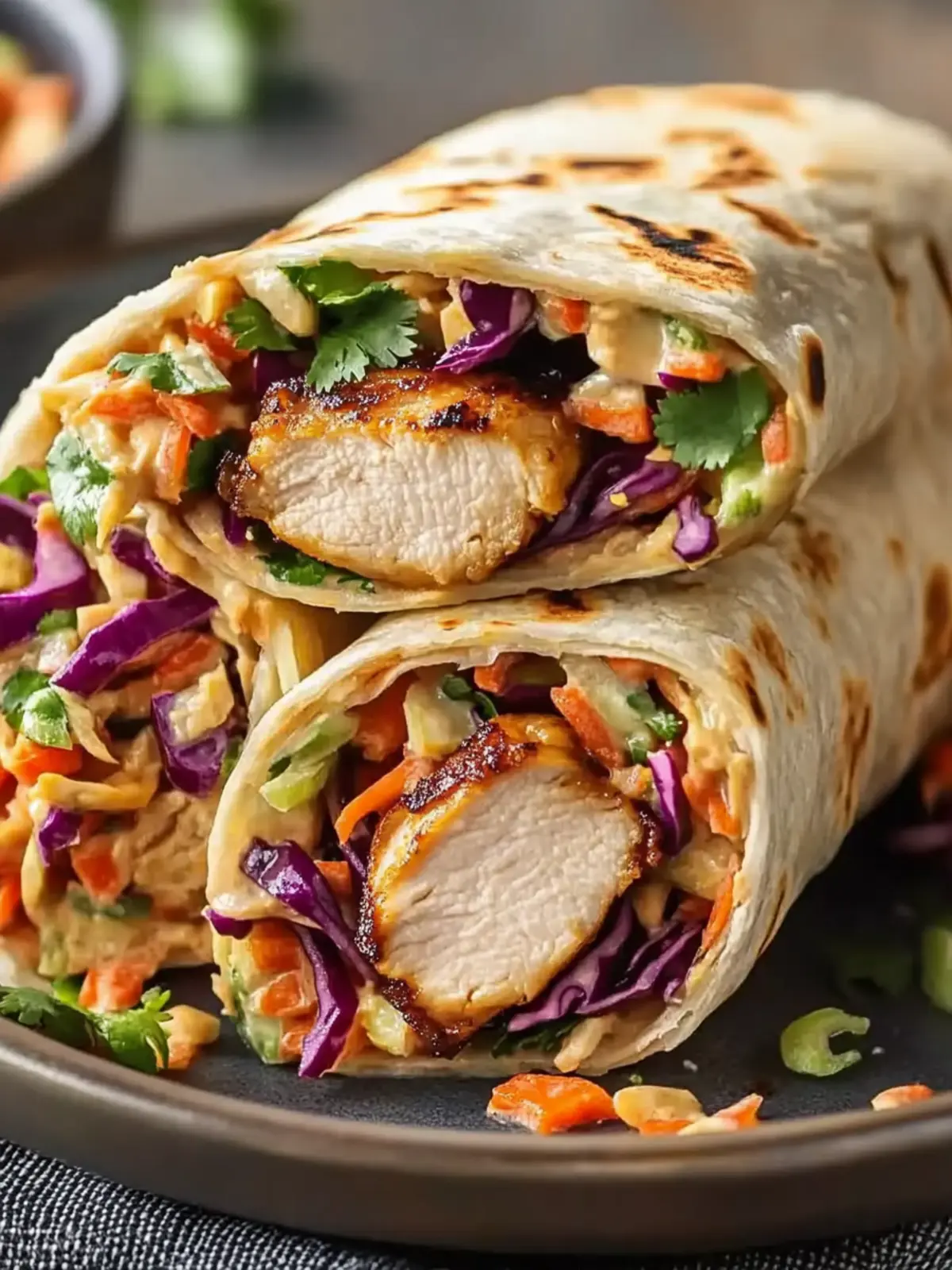 Delicious Thai Chicken Wrap with Crunchy Asian Slaw Recipe 4 Thai Chicken Wrap with Crunchy Asian Slaw