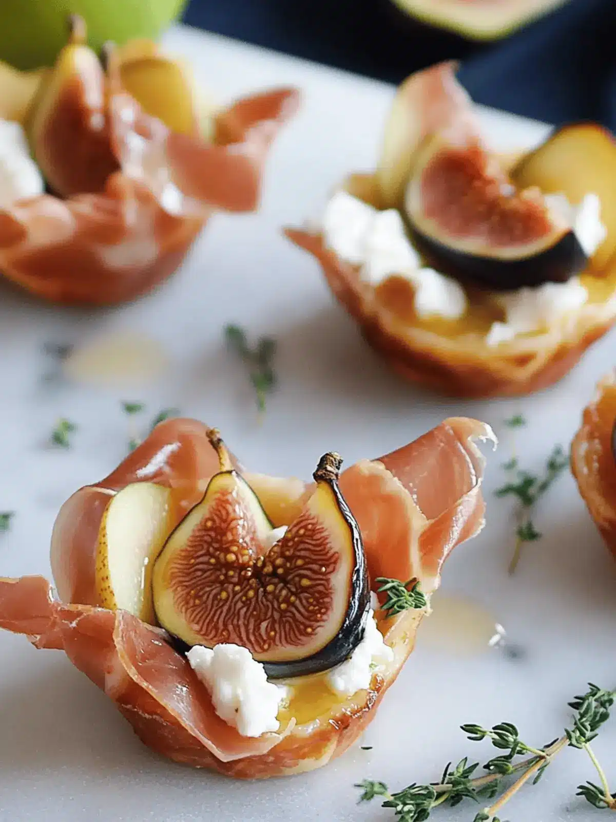 Prosciutto Cups with Goat Cheese, Fig & Pear: A Flavorful Delight 2 Prosciutto Cups with Goat Cheese, Fig & Pear