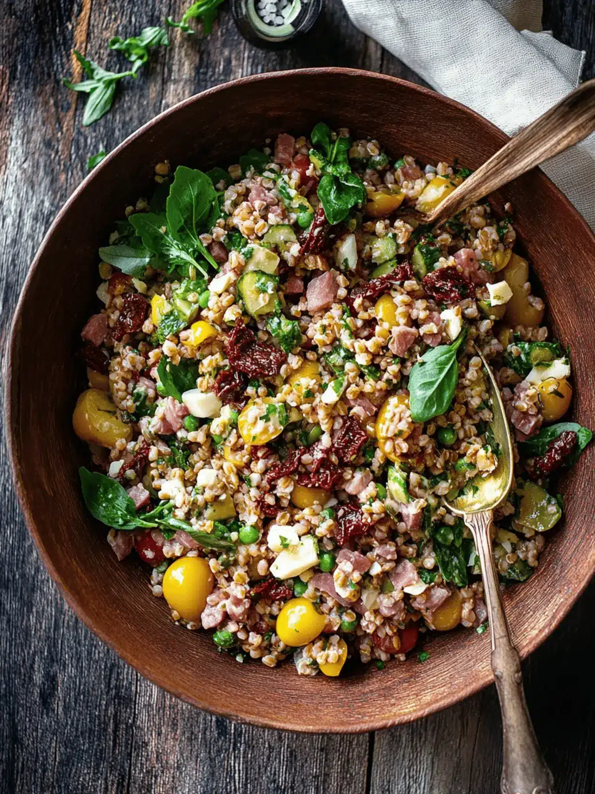 Vibrant Antipasto Farro Salad with Sun-Dried Tomato Vinaigrette 2 Antipasto Farro Salad with Sun-Dried Tomato Vinaigrette