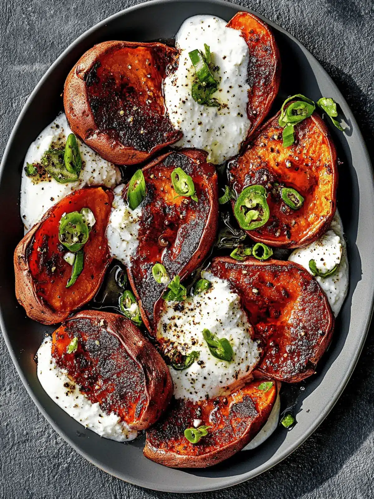 Smashed Sweet Potatoes with Feta & Yogurt Sauce Delight 3 Smashed Sweet Potatoes with Feta & Yogurt Sauce
