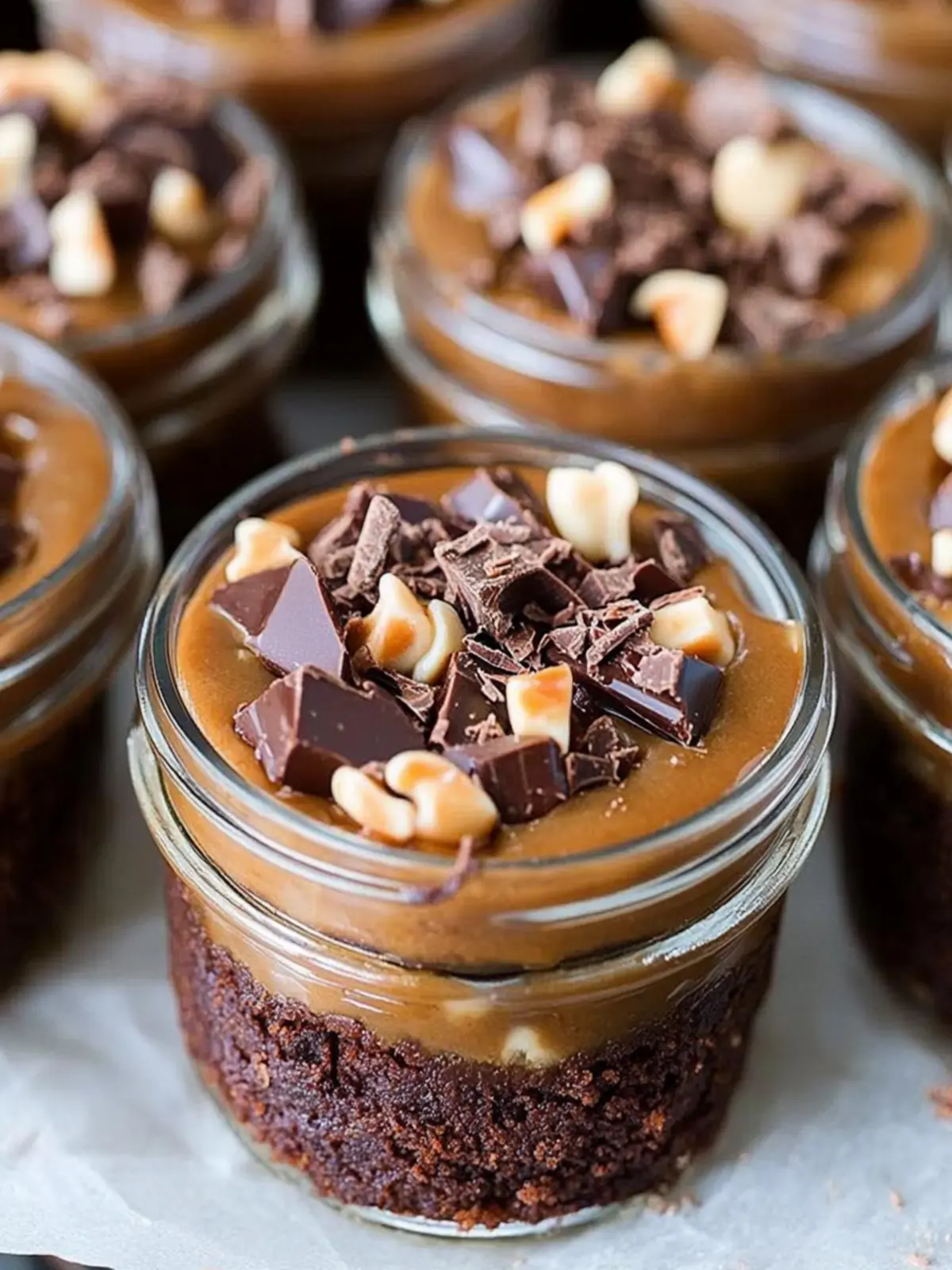 Deliciously Gooey Jelly Jar Chocolate Turtle Brownies 3 Jelly Jar Chocolate Turtle Brownies
