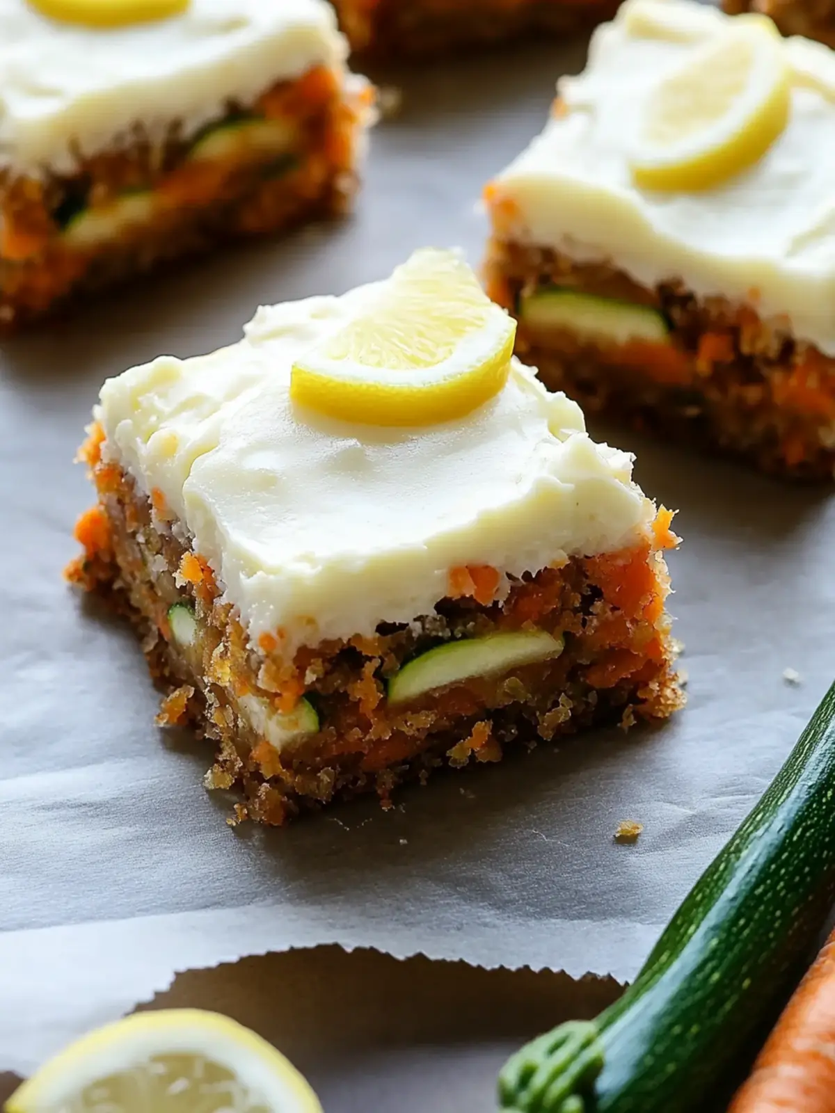 Spiced Ginger Carrot and Zucchini Bars with Zesty Lemon Frosting 3 Spiced Ginger Carrot and Zucchini Bars with Lemon Cream Cheese Frosting