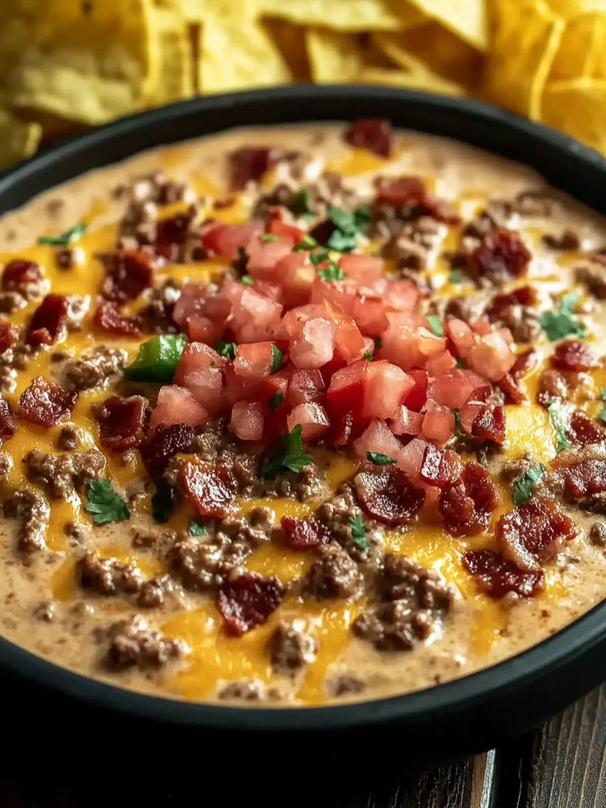Bacon Cheeseburger Queso Dip: Your New Favorite Party App! 3 Bacon Cheeseburger Queso Dip