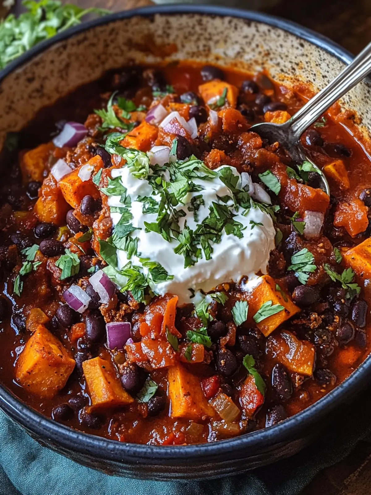 Smoky Sweet Potato and Black Bean Chili with Herby Yogurt Bliss 2 Smoky Sweet Potato and Black Bean Chili with Herby Yogurt