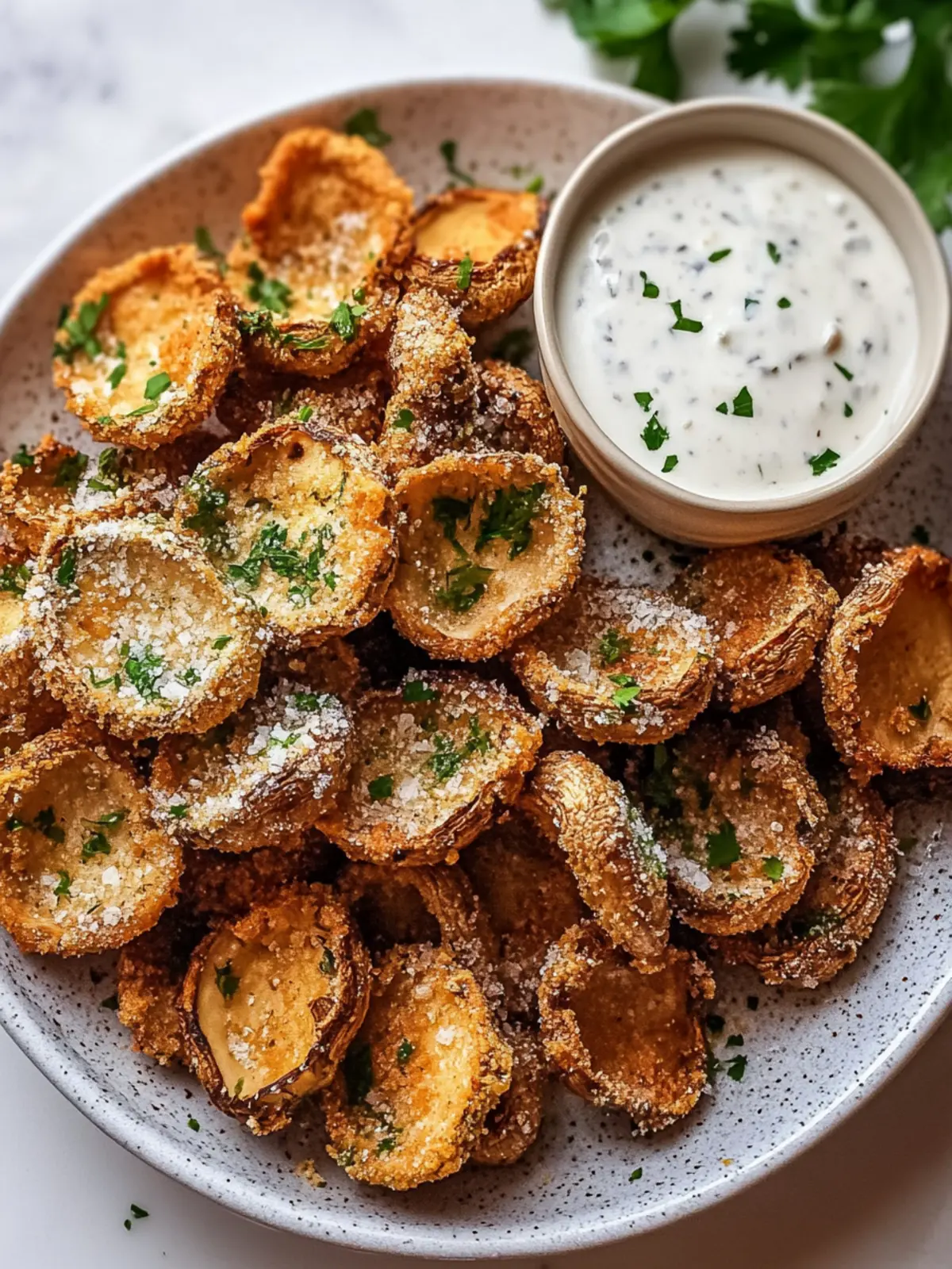 Crispy Fried Sliced Mushrooms with Ranch for Festive Fun 4 Fried Sliced Mushrooms with Ranch