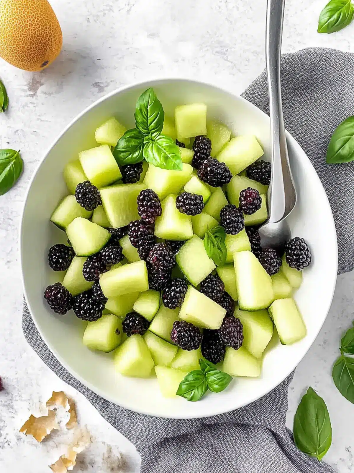 Bright Blackberry Honeydew Salad with Basil: A Summer Delight 2 Blackberry Honeydew Salad with Basil