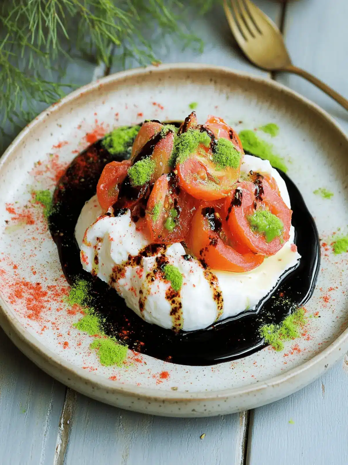 Burrata with Shaved Frozen Tomatoes: A Fresh Appetizer Delight 4 Burrata with shaved frozen tomatoes